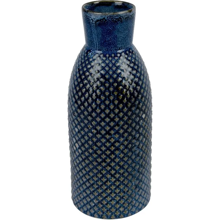 Decoris Vase, Porzellan blau, Durchmesser 10.5 cm x H 26.5 cm, handgearbeitet wasserabstoßend
