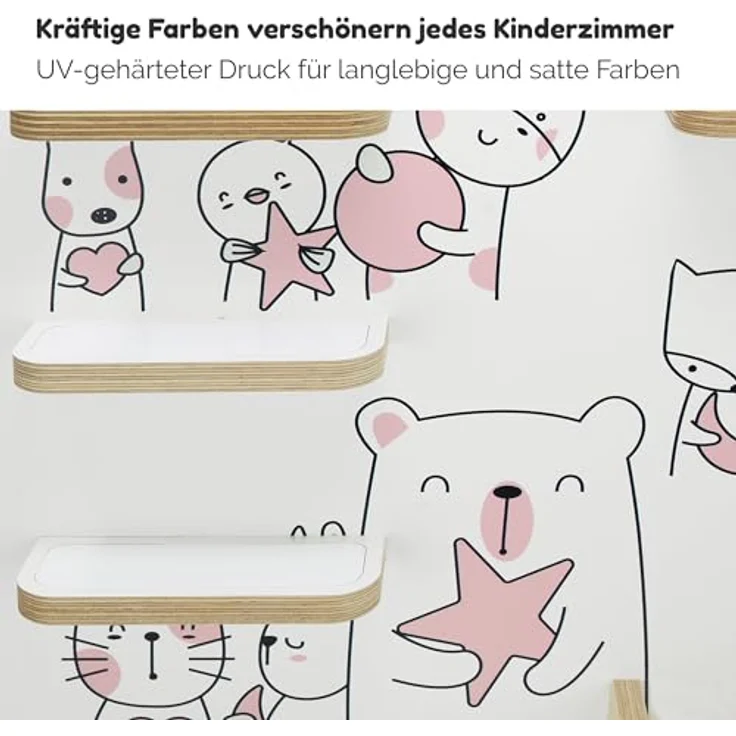 stadtecken Holzregal für Musikbox I passend für die Toniebox und ca. 35 Tonies I Perfekte Aufbewahrung im Kinderzimmer I zum Aufstellen oder Aufhängen (Tiere) – Bild 5
