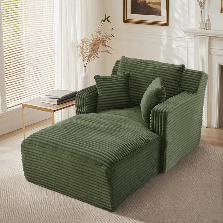Fanttik Sofa Cord-Schlafsofa mit 2 Kissen,Bequemes Einzelsitz-Bodensofa,Loungesofa, Bequemes Schlafsofa/Relaxsessel, fur Wohnzimmer, Büro & Wohnung,Apartment,ohne Montage