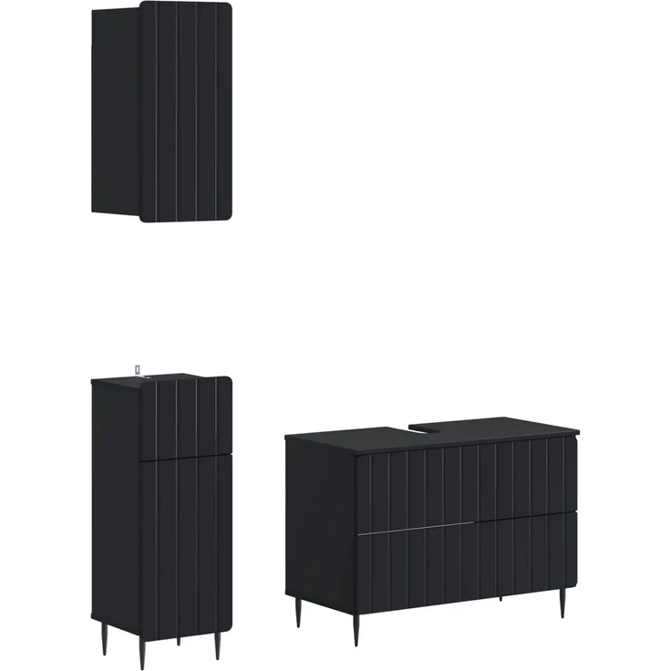 vidaXL 3-teiliges Badezimmer-Schranksystem ZWOLLE Schwarz 3417757 – Bild 2