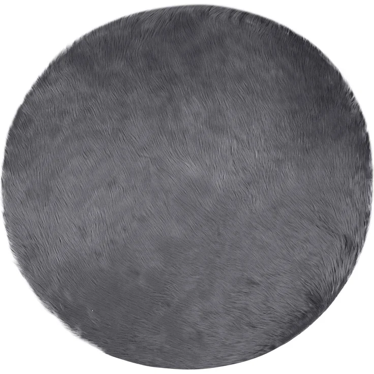 vidaXL Kunstschaffell Teppich Tafalla Anthrazit Ø 120 cm Polyester 42021603 – Bild 1