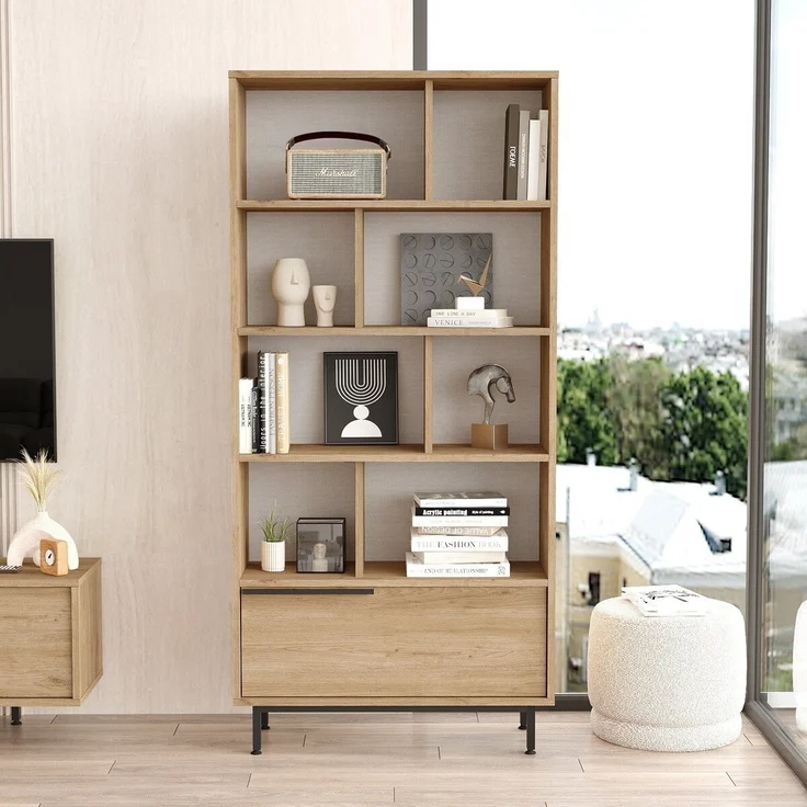 Calicosy Bibliothek mit 1 geschlossenem Fach Dekor Walnussholz L83,9 cm - Dunkles Holz – Bild 2