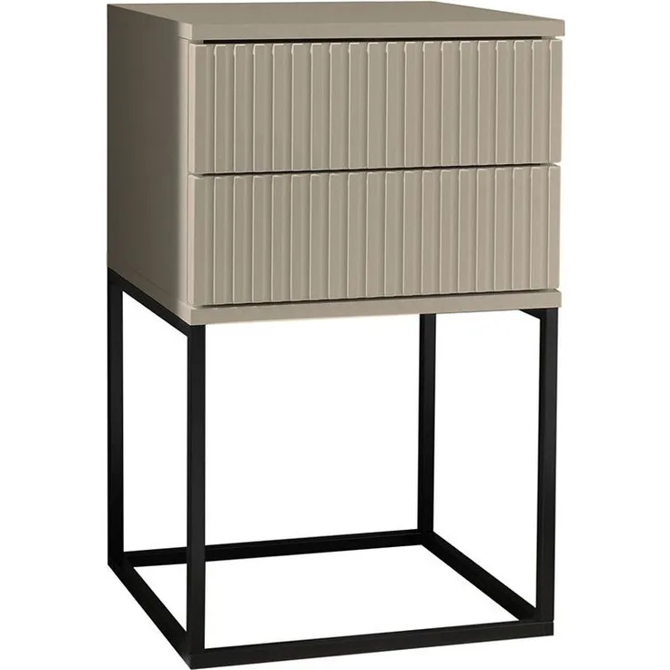 Nachttisch Maike / Marle, Holzwerkstoff, Metall, Beige, Schwarz, 40 x 65 x 39 cm