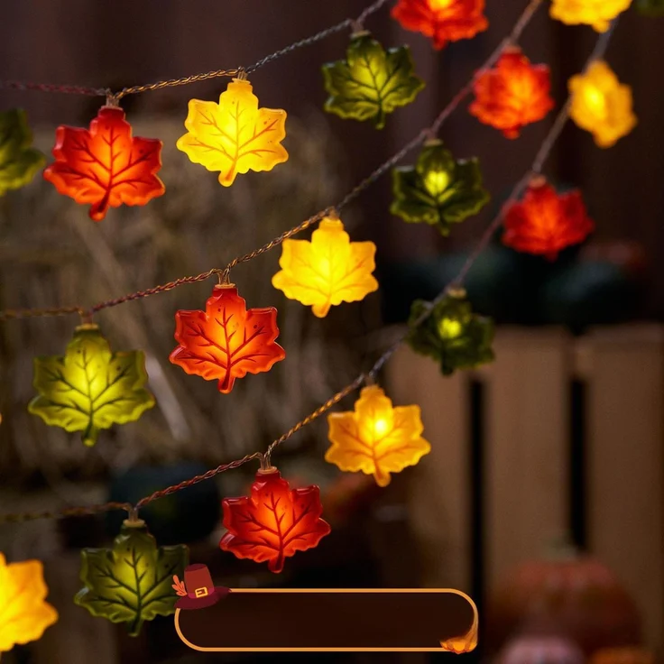 ABC LED-Herbst-Lichterkette, batteriebetrieben, 3 m, mit Eichel-, Kürbis- und Ahornblattmotiven – Bild 5
