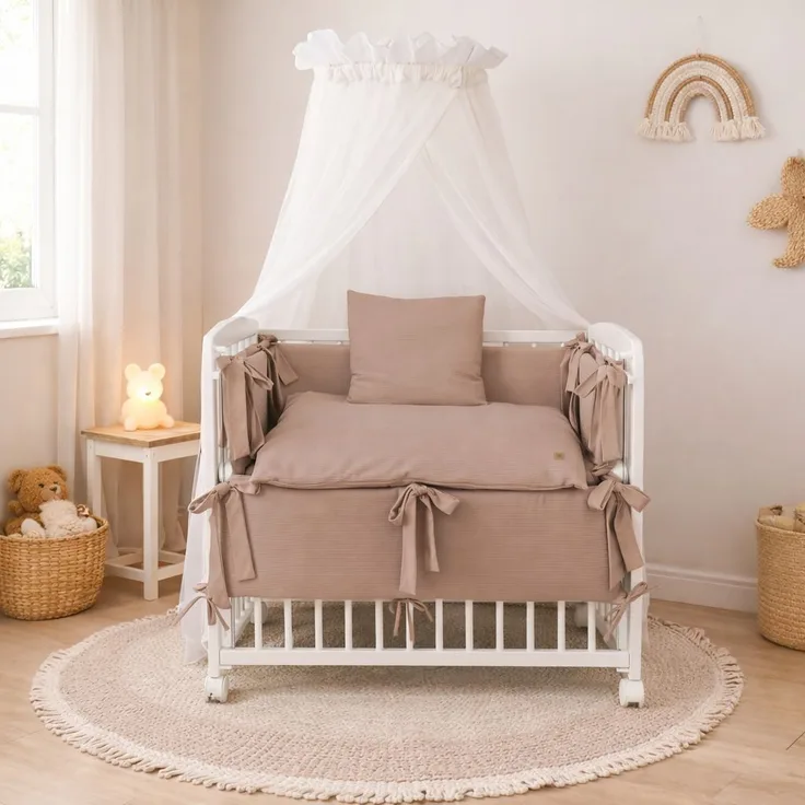 3in1 Beistellbett Sweater Soft Mokka mit Matratze für Boxspringbett