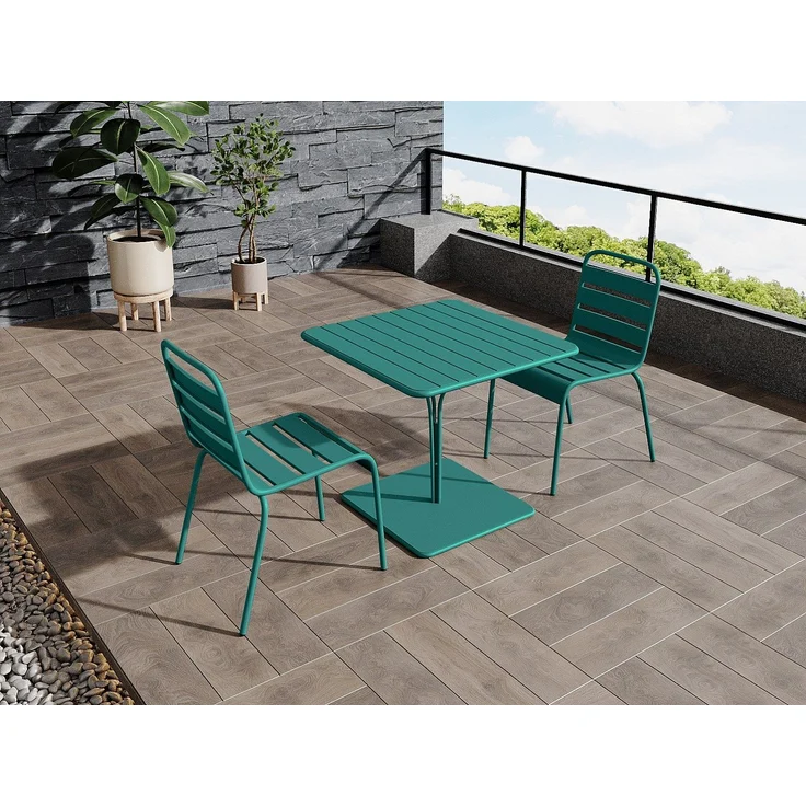 Vente-unique - Gartentisch - L. 80 cm - Metall - Blau - MIRMANDE von MYLIA – Bild 3