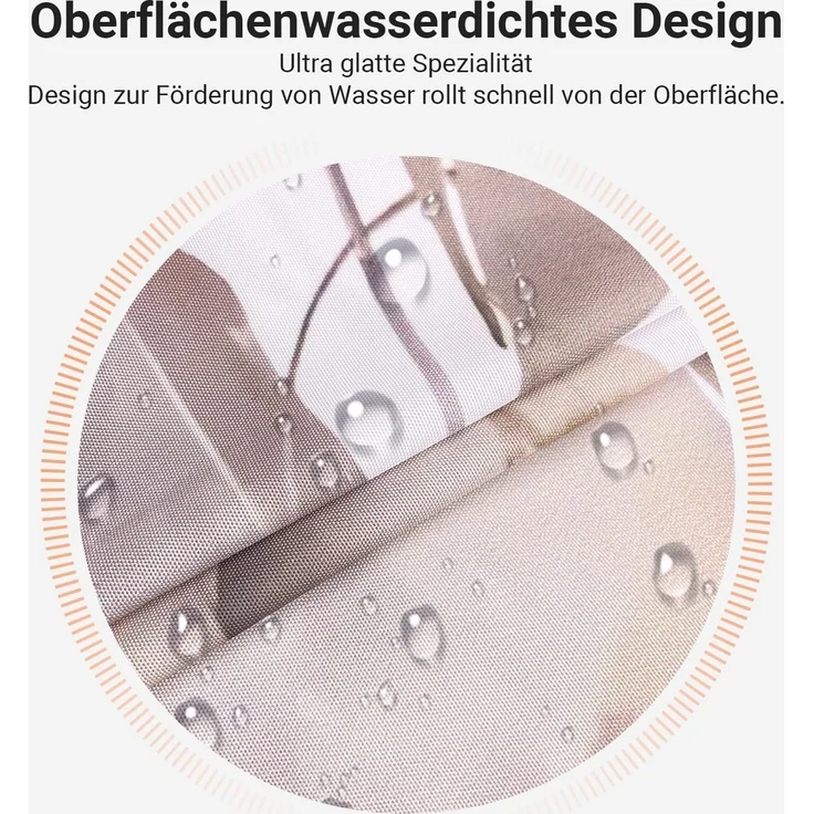 Duschvorhang 180x200cm Grau Herbstblätter Wasserabweisend Polyester Ösen 12 – Bild 3