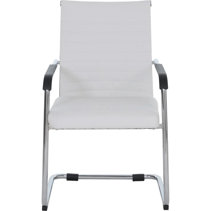 2er-Set Besucherstuhl HWC-Q85, Konferenzstuhl Freischwinger, Metall Kunstleder 280 g/m² ~ weiß – Bild 7