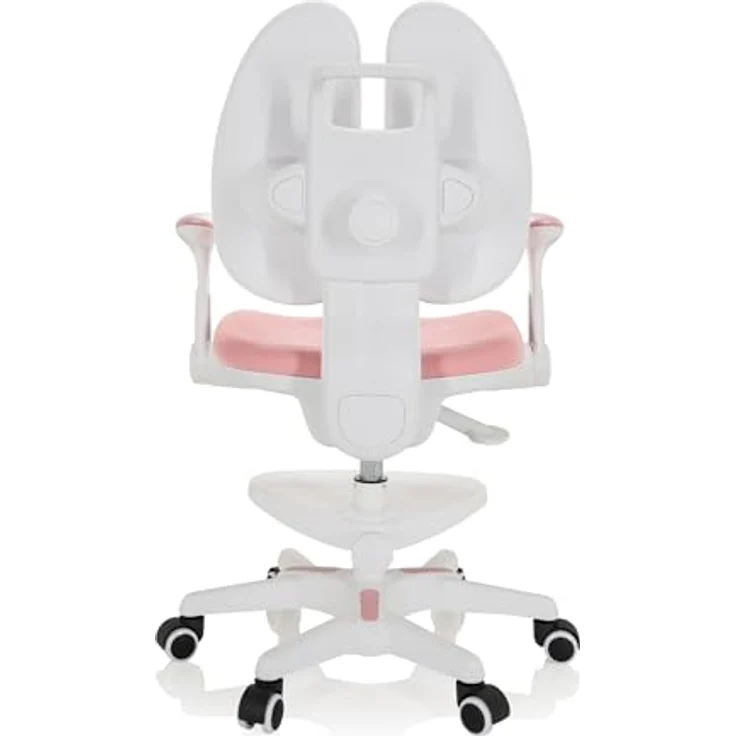 hjh OFFICE 736415 Kinder Schreibtischstuhl Kid Wing Stoff Kinderschreibtischstuhl mit Fußablage, Armlehnen klappbar, Rosa/Weiß – Bild 10