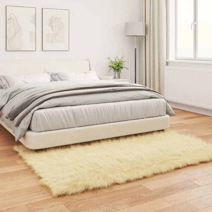 vidaXL Teppich aus Kunstschaffell TAFALLA Creme 160 x 230 cm Polyester 42021506 – Bild 4
