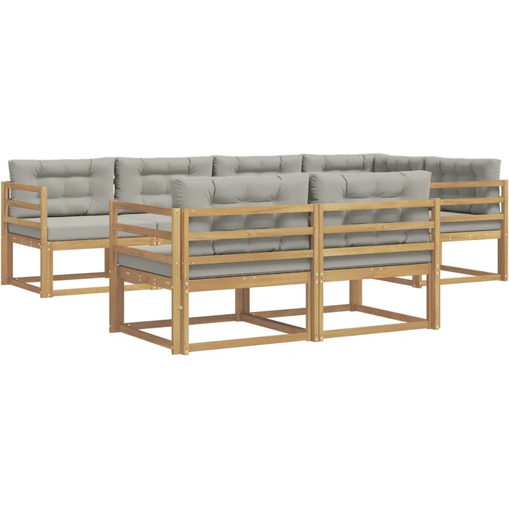 vidaXL Outdoor-Sofagarnitur 6 stk. 7-Sitzer Weiß und Hellgrau 3386570 – Bild 2