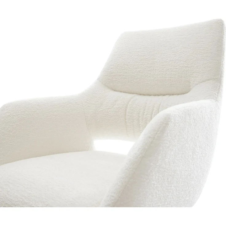 Drehstuhl Yago-Flex mit Armlehnen Bouclé Soft Beige Kreuzgestell breit Graphit 360° drehbar Wippfunktion Taschenfederkern – Bild 4