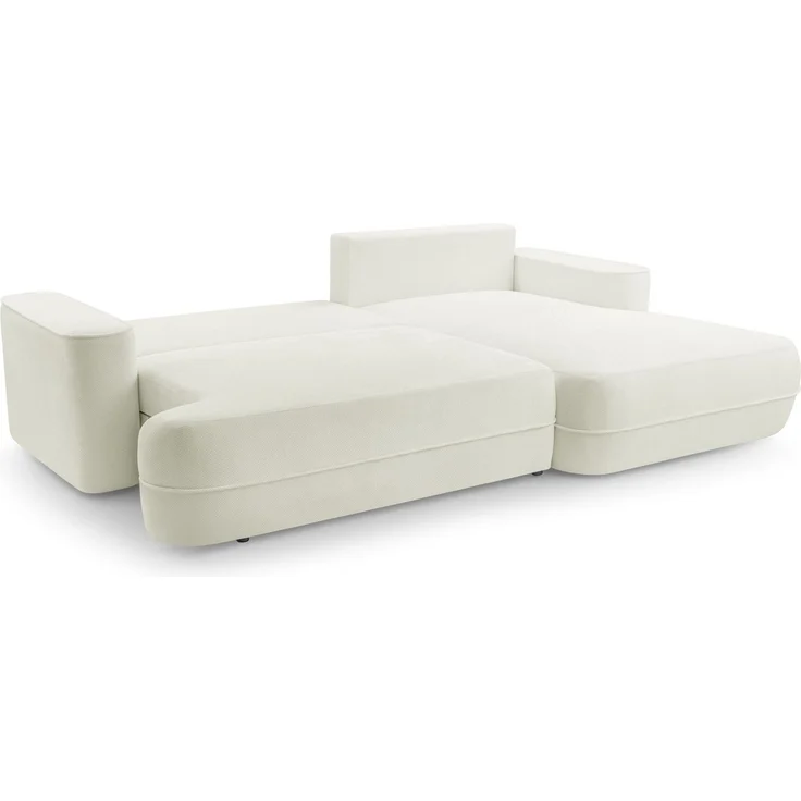 Selsey 'Fuerro' Ecksofa mit Schlaffunktion, Bettkasten, Ottomane rechts, Strukturstoff wasserabweisend, Weiß – Bild 3