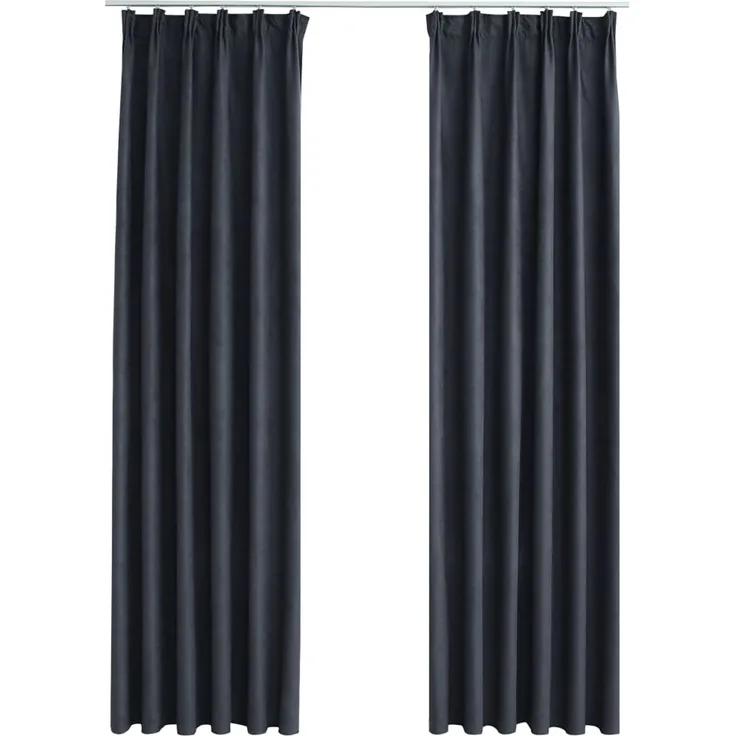 vidaXL Verdunkelungsvorhänge mit Haken 2 Stk. Anthrazit 140x175 cm 134461