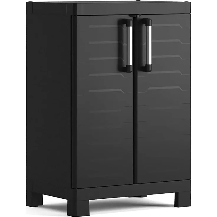 Keter Detroit, niedrig Kunststoffschrank, Kunststoff, schwarz, 65 x 45 x 97 cm