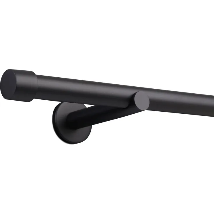 Deco-Raum® Gardinenstange 25mm 1-läufig Kappe | Länge: 450cm | Material: Metall | Farbe: Schwarz