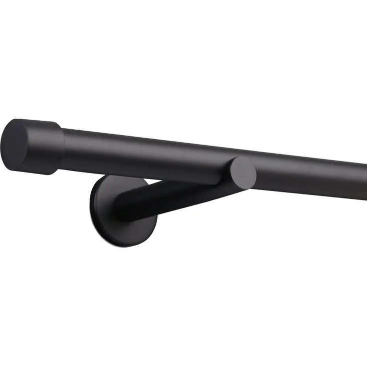 Deco-Raum® Gardinenstange 25mm 1-läufig Kappe | Länge: 450cm | Material: Metall | Farbe: Schwarz – Bild 1