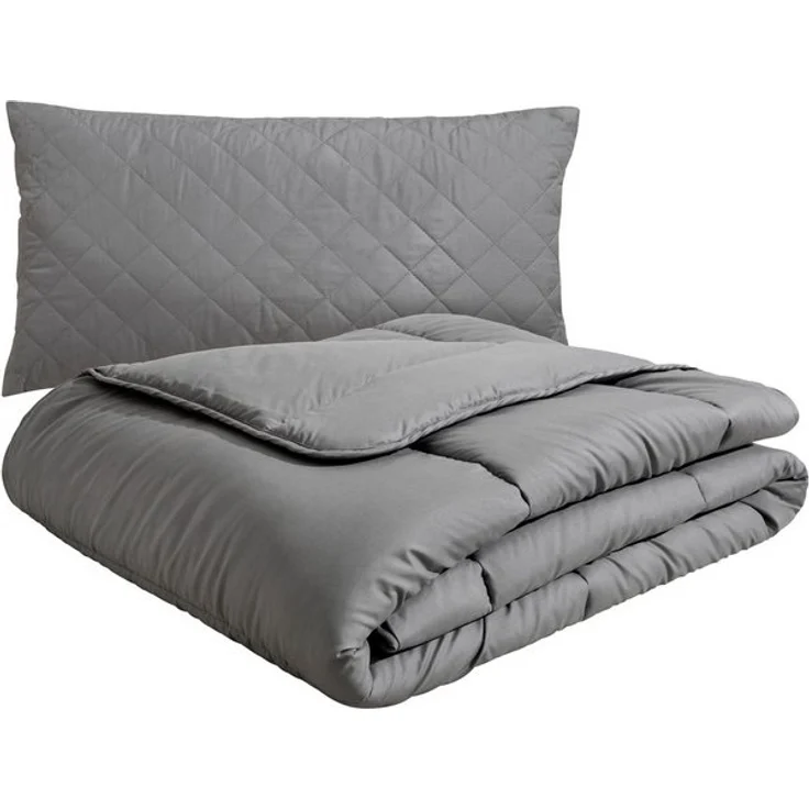 OTTO home Microfaserbettdecke + Microfaserkissen Clarra Spar Set, Decke + Kissen 135x200, 155x200 cm & weitere Größen, Set mit Kissen 40x80 cm, 80x80 cm, Sommer, Herbst, Winter in grau – Bild 4