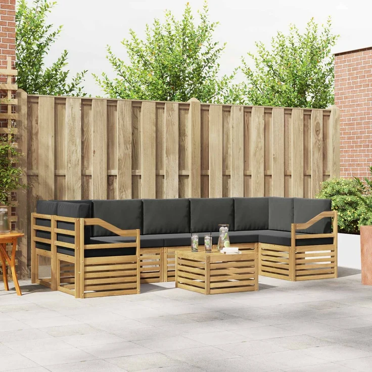 vidaXL Outdoor-Sofagarnitur 8 stk. 7-Sitzer Weiß und Anthrazit 3391572 – Bild 1