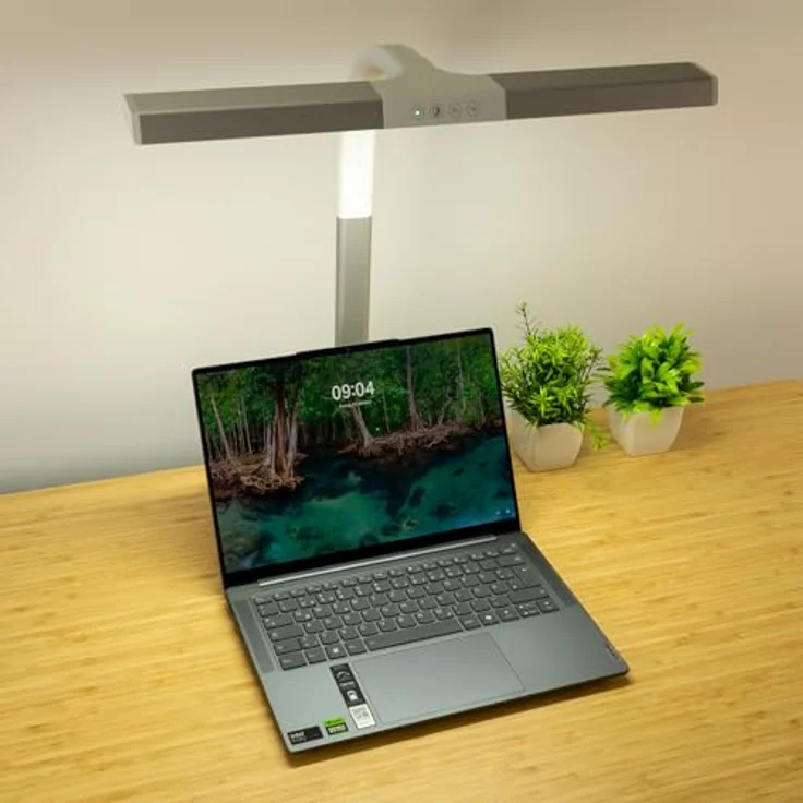 FeinTech LTL00310E LED-Schreibtischlampe, 50 cm breit, dimmbar mit Klemmfuß und flexiblem Schwanenhals, 600 Lumen, 4 Lichtfarben – Bild 2