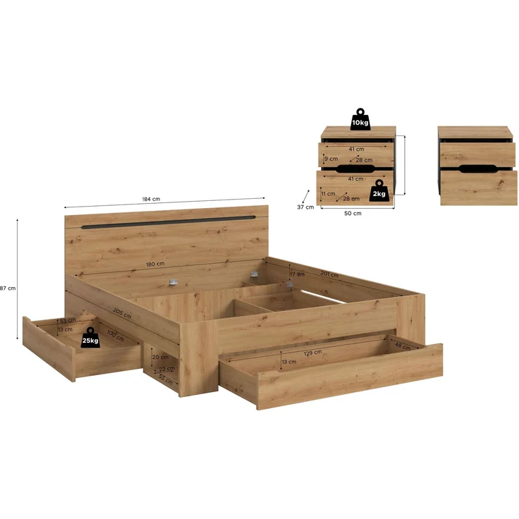 Schlafzimmer-Set B/H/T: 284x87x205 cm in Basalt grau Nachbildung und Artisan Nachbildung – Bild 3