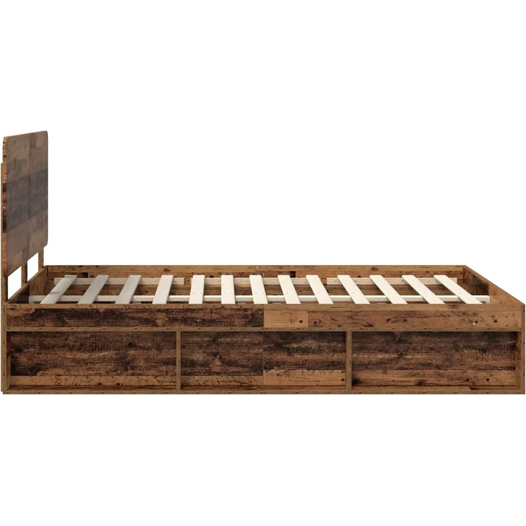 vidaXL Bettrahmen Altholz 140 x 190 cm Massives Kiefernholz 3412495 – Bild 7
