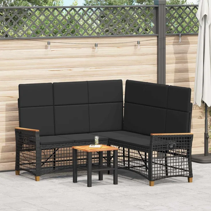 vidaXL Garten Liegesofa Set Verstellbar Schwarz 164 x 164 x 112 cm 42026822