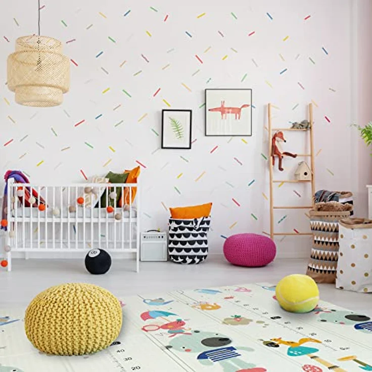 CCLIFE Krabbelmatte Spielmatte Baby 196 x 176 x 1 cm Faltbar Spielunterlage Spielteppich Groß rutschfest Beidseitig Tragbar Wasserdicht für Innen Außen Bunt – Bild 8