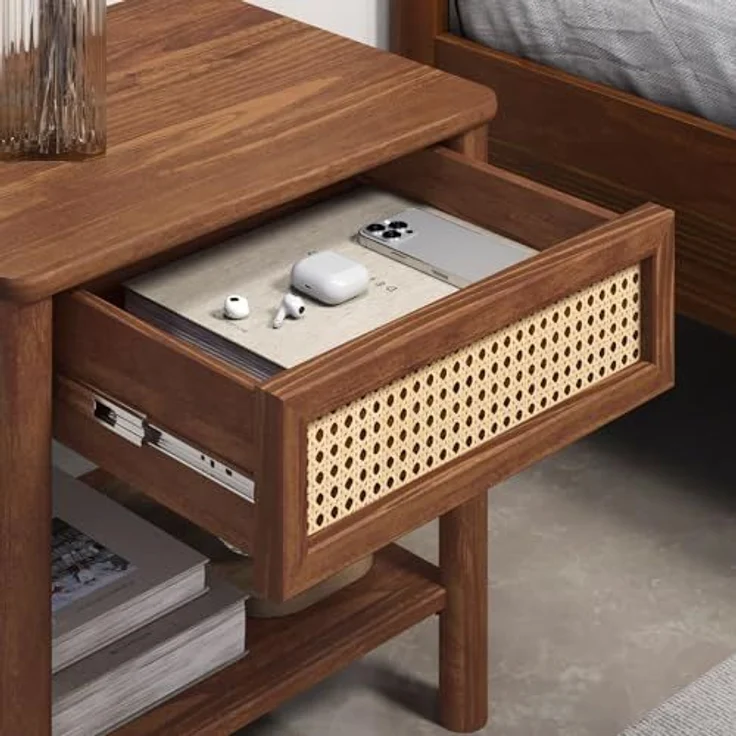 IDIMEX Nachttisch CEFIRA, Nachttisch Massivholz mit Schublade und Ablagefach Kastanie Finish – Bild 4
