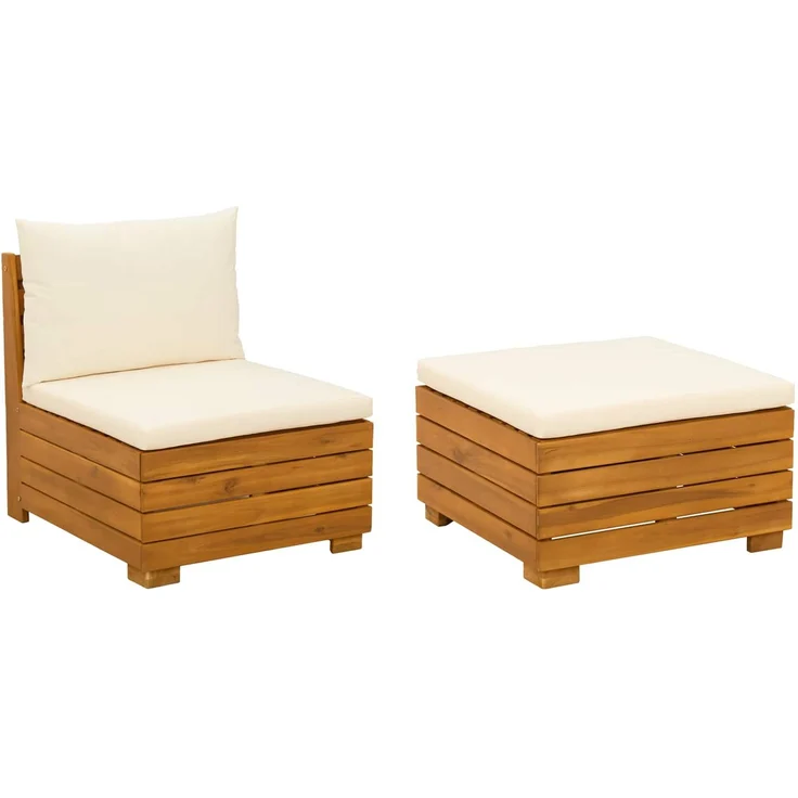 vidaXL Garten-Lounge-Set 2 stk. 2-Sitzer Massivholz Akazie Braun 42022434 – Bild 2