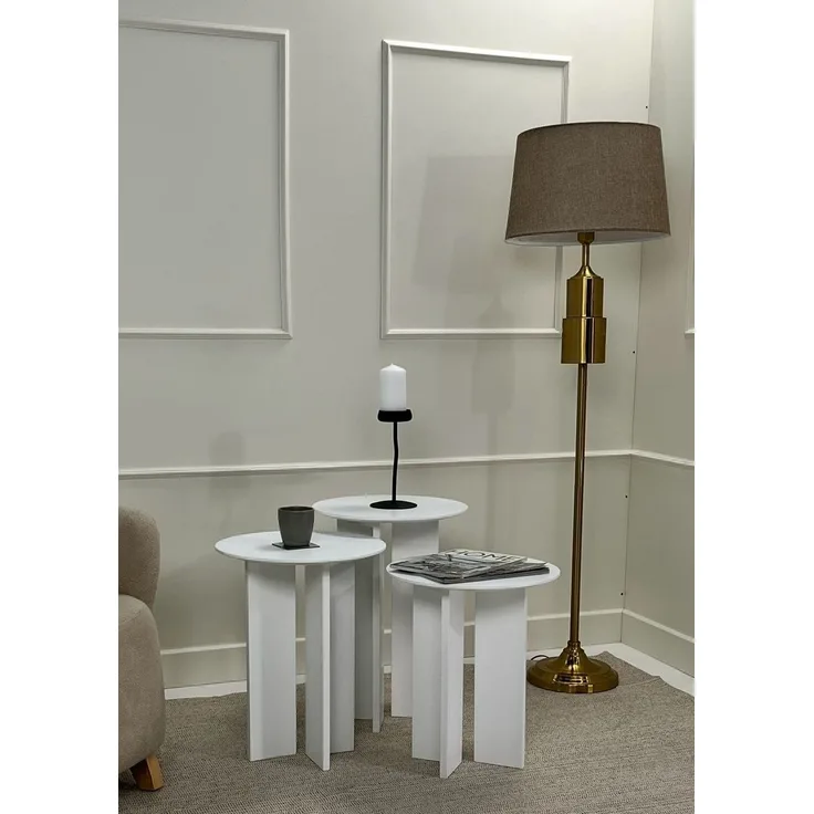 Skye Decor 'Leo (55 + 50 + 45) - White' Couchtisch-Set, Weiß, 40 x 55 x 40 cm
