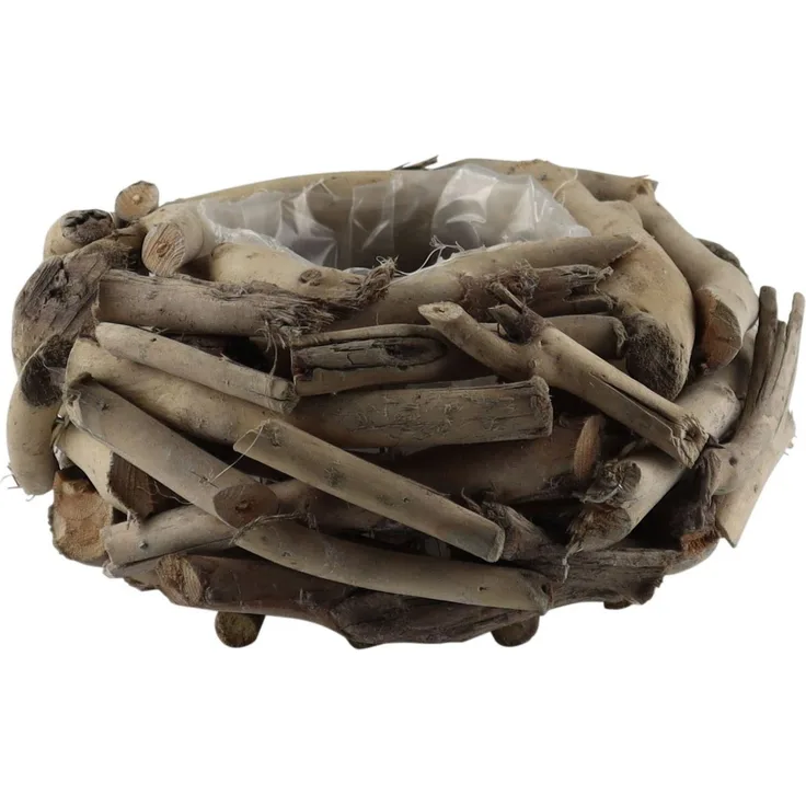 AM Design Dekokranz Kranztopf aus naturbelassenem Holz, perfekt als dekoratives Pflanzgefäß oder für saisonale Arrangements