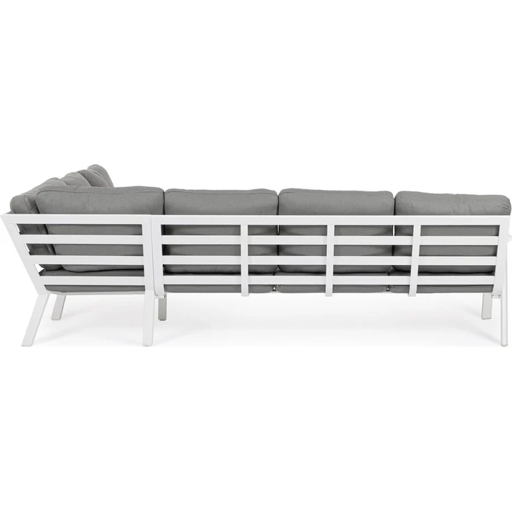 Gartenecksofa Oinimola - Aluminium Weiß, Olefin-Stoff Dunkelgrau – Bild 4