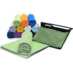gipfelsport Mikrofaser Handtuch Set - für Sauna, Fitness, Sport I Strandtuch, Sporthandtuch I Grün XL: 180x80