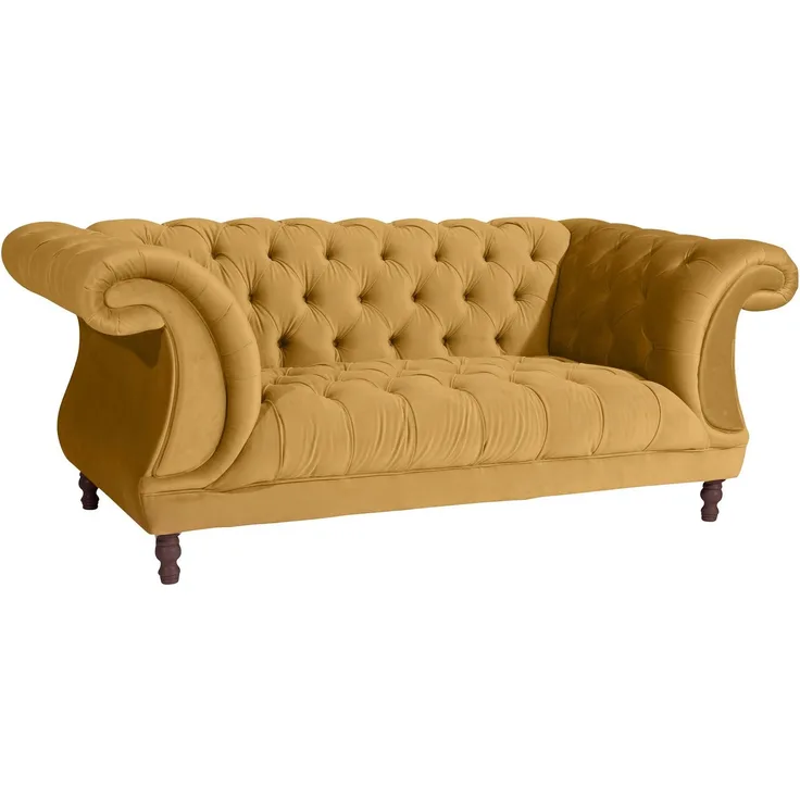 Chesterfield Sofa 2-Sitzer Kaylin Samtvelours mais