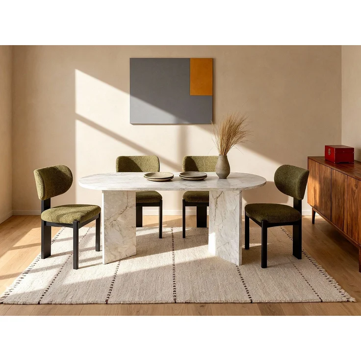 Vente-unique - Esstisch 8 Personen - Marmor-Optik Weiß - TOPANIA – Bild 5