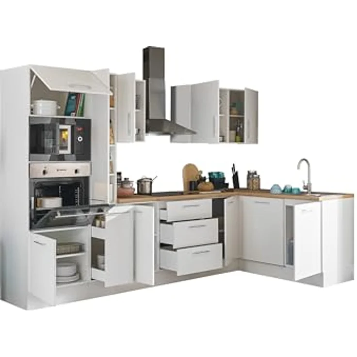 Stella Trading Turin LBM Eckküche 310 x 211 x 60 cm, weiß - Ohne Küchengeräte - Moderne, geräumige Küche in Artisan-Eiche Optik mit viel Stauraum – Bild 4
