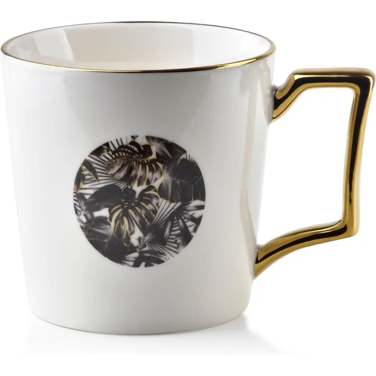 Becher Porzellan AFFEKDESIGN JUNGLE 400 ml 13,5 x 9,5 x 10 cm Weiß/Gold 1er