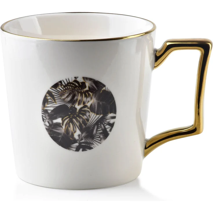Becher Porzellan AFFEKDESIGN JUNGLE 400 ml 13,5 x 9,5 x 10 cm Weiß/Gold 1er – Bild 1