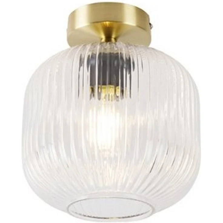 Qazqa Deckenleuchte Karel, LED wechselbar, E27, Gold/Messing, Art Deco, Glas, 1-flammig – Bild 4