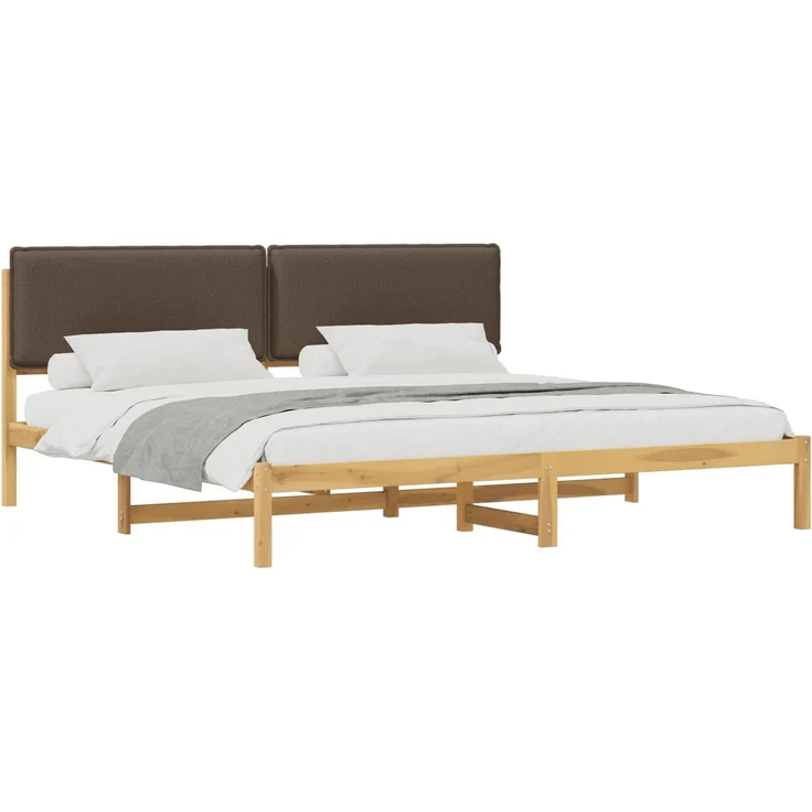 vidaXL Bettgestell mit gepolstertem Kopfteil Weiß gewaschen und Taupe 3405046 – Bild 2