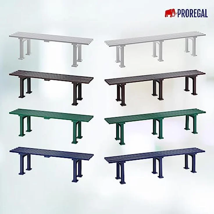 PROREGAL Gartenbank Kuba 4 Sitzer, witterungsbeständiger Kunststoff, blau, HxBxT 42 x 200 x 37 cm – Bild 6