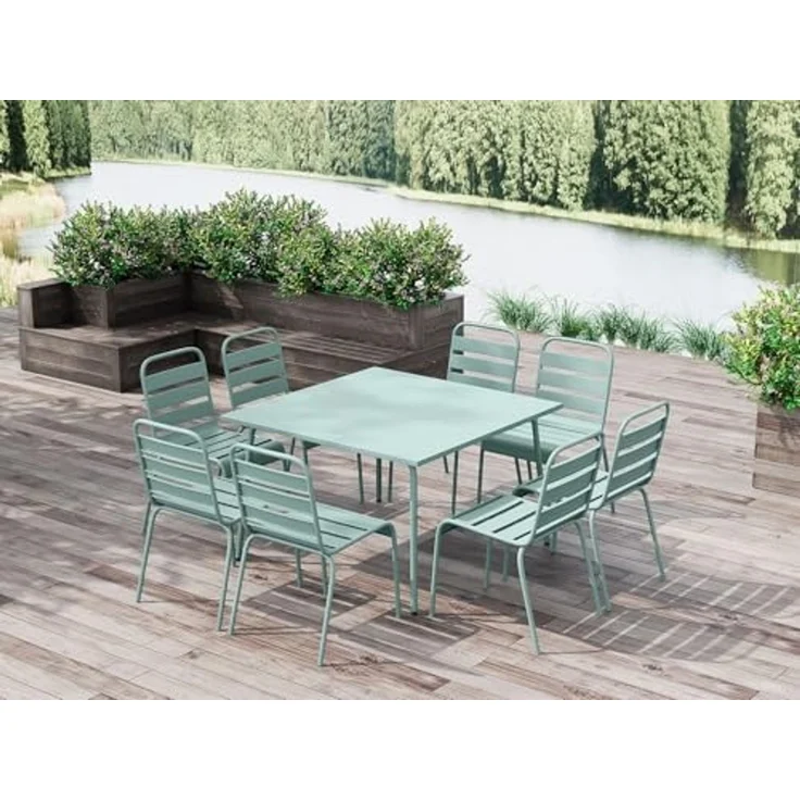 Vente-unique - MIRMANDE Garden dining set Metall Grün - B 120 cm x H 75 cm x L 120 cm – Bild 2
