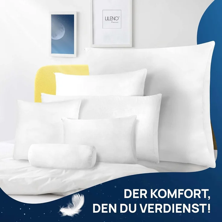 LILENO HOME Federkissen 45x45 cm [4er Set] - Kissen 45x45 cm aus Federn als Kopfkissen, Schlafkissen u. Bettkissen perfekt für Allergiker und Kinder - Federkernkissen mit je 450 g – Bild 8