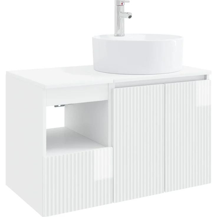 vidaXL Badezimmerschrank-Set 2 stk. Hochglanz Weiß 79,5 x 44,5 x 82 cm 3404078 – Bild 2