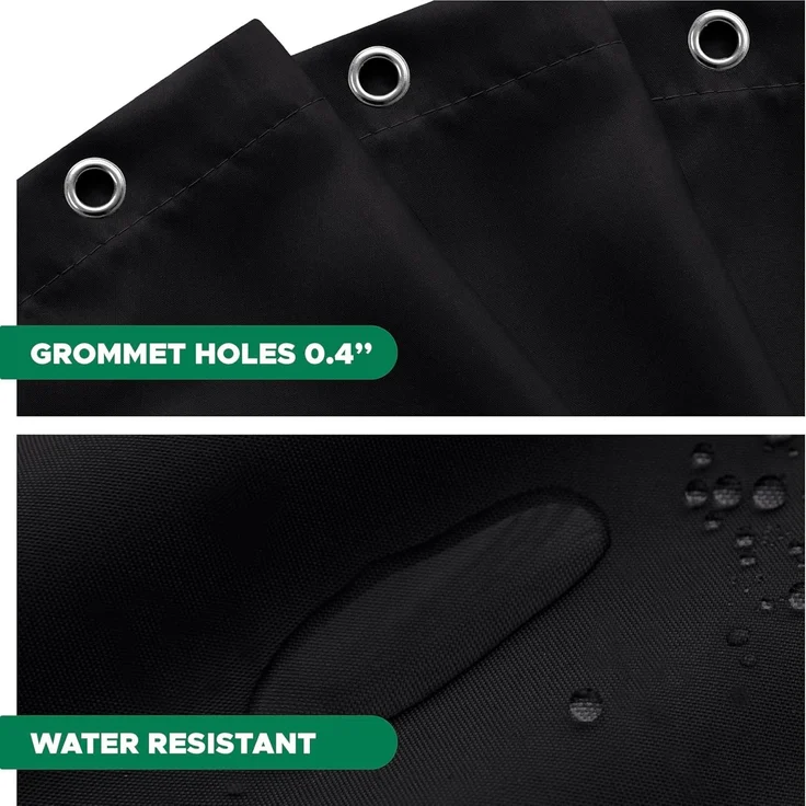 Stoff Duschvorhang 183 × 183 cm Schwarz, Hotelqualität, Wasserabweisend, Rostfreie Ösen, Waschbar – Bild 4