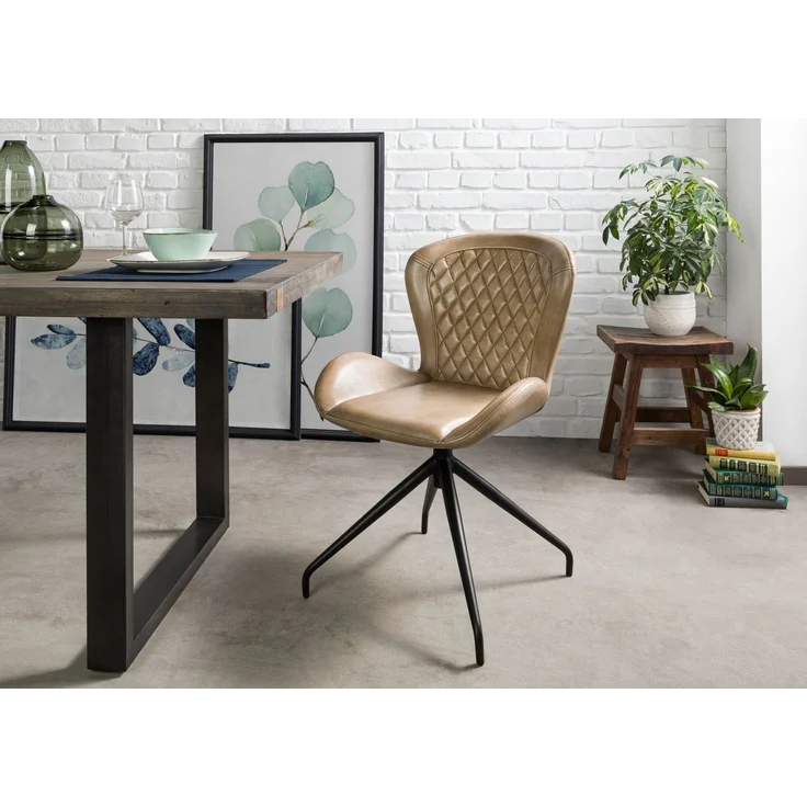 Stuhl Echtleder 61x52x86 beige IRON LABEL #612 - 2er Set – Bild 8