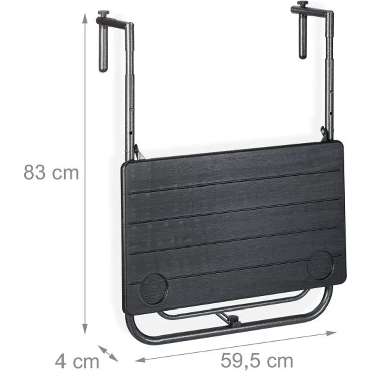 Relaxdays Balkonhängetisch klappbar, Schwarz, 83 x 59,5 x 59 cm – Bild 5