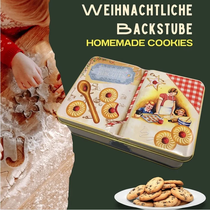 MediMuc Keksdose Nostalgische Buchdose Homemade Cookies, Metall – Bild 2