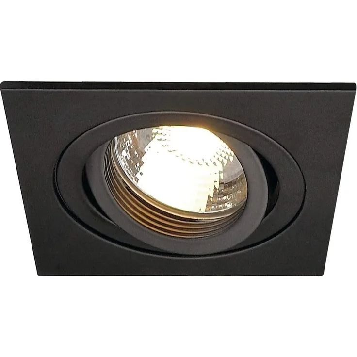 SLV No. 113491 NEW TRIA I GU10 Downlight eckig mattschwarz max. 50W inkl. Clipfedern